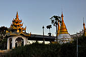 Inle Lake Myanmar. All the buildings are constructed on piles. Residents travel around by canoe, but there are also bamboo walkways and bridges over the canals, monasteries and stupas. 